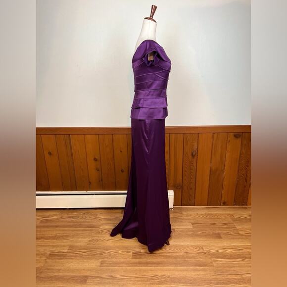 Xscape Purple Off-Shoulder Peplum Gown - Picture 4 of 7